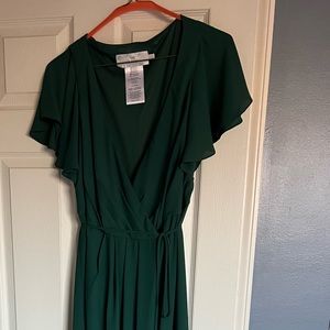 David’s Bridal Georgette Flutter Sleeve, Size 14, Juniper